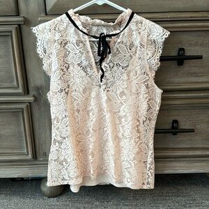 Lace White House Black Market Blouse M
